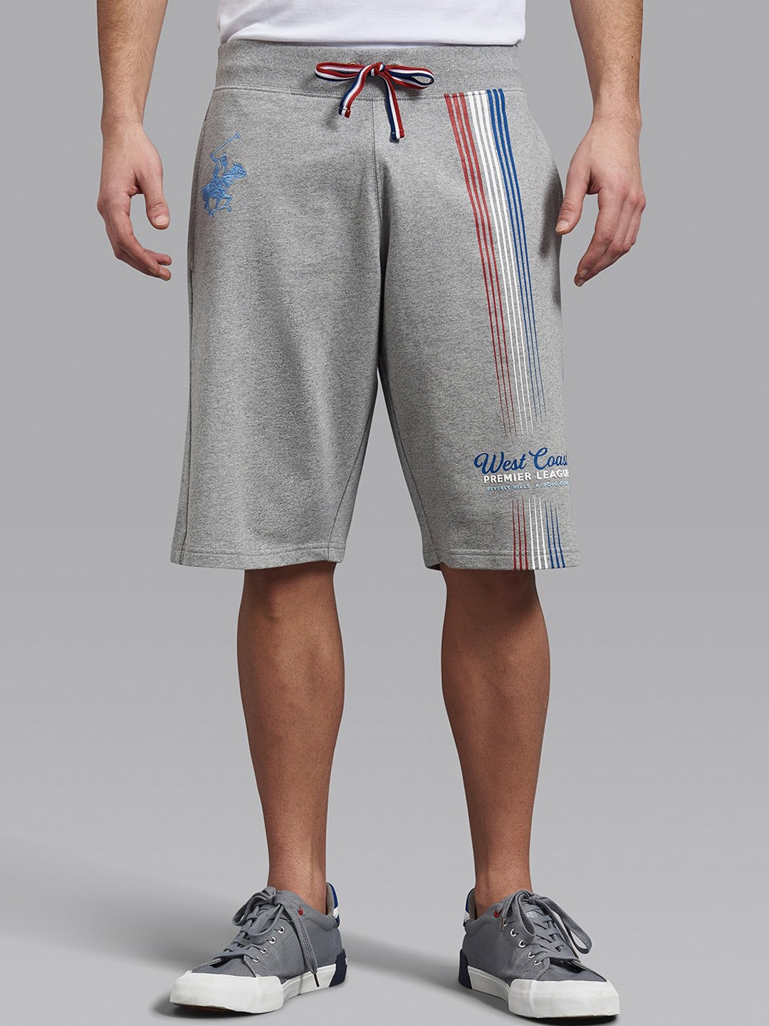 

Beverly Hills Polo Club Men Grey Printed Cotton Shorts