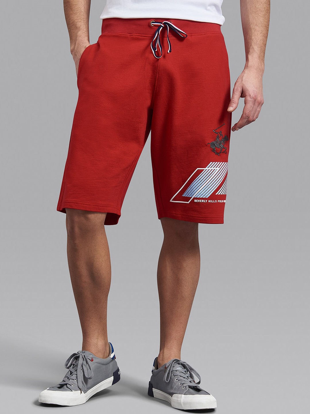 

Beverly Hills Polo Club Men Red Printed Cotton Shorts