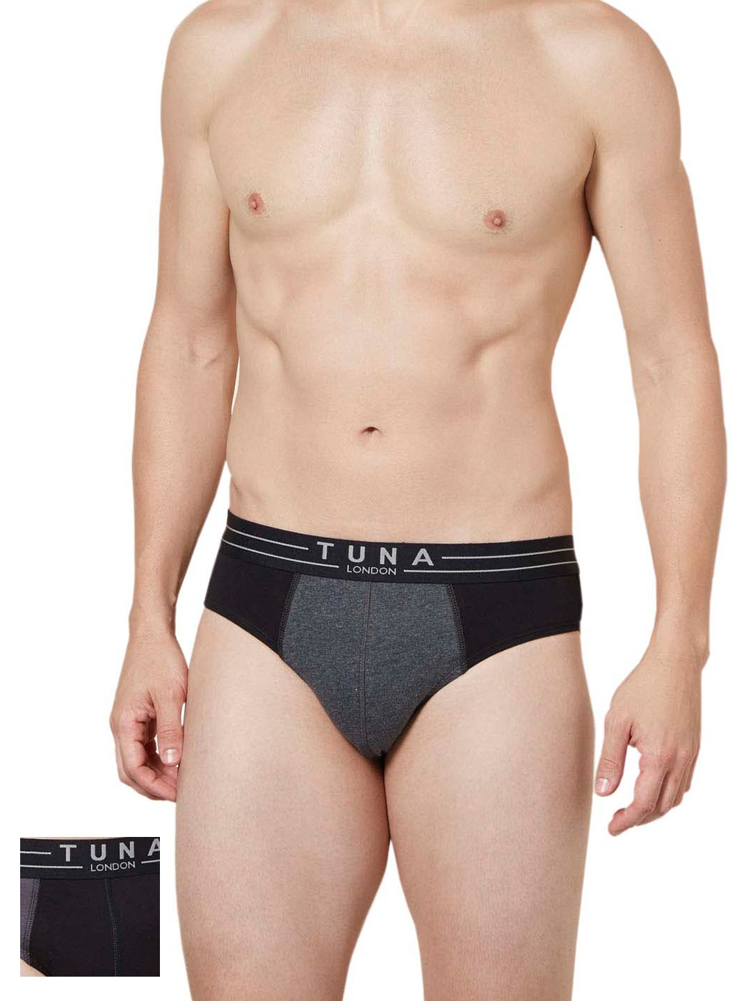 

Tuna London Men Pack of 2 Briefs BTM55BLGRY, Black