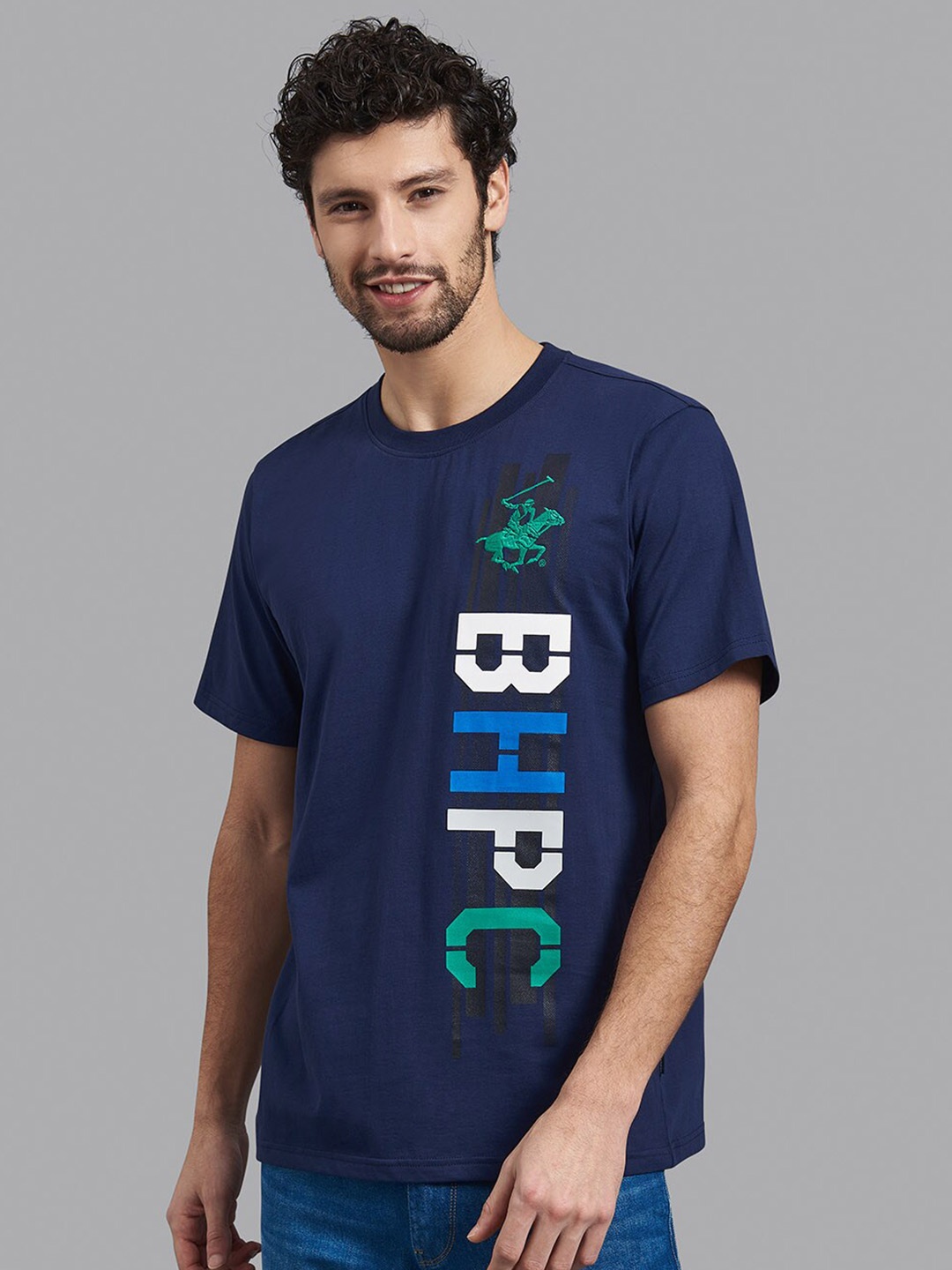 

Beverly Hills Polo Club Men Navy Blue Typography Printed T-shirt
