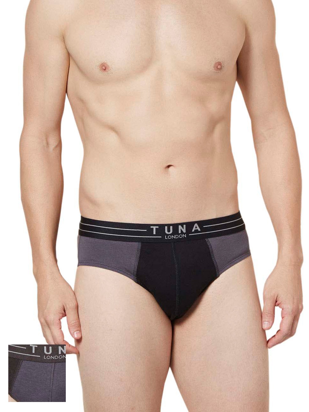 

Tuna London Men Pack of 2 Briefs BTM55GRBRN, Grey