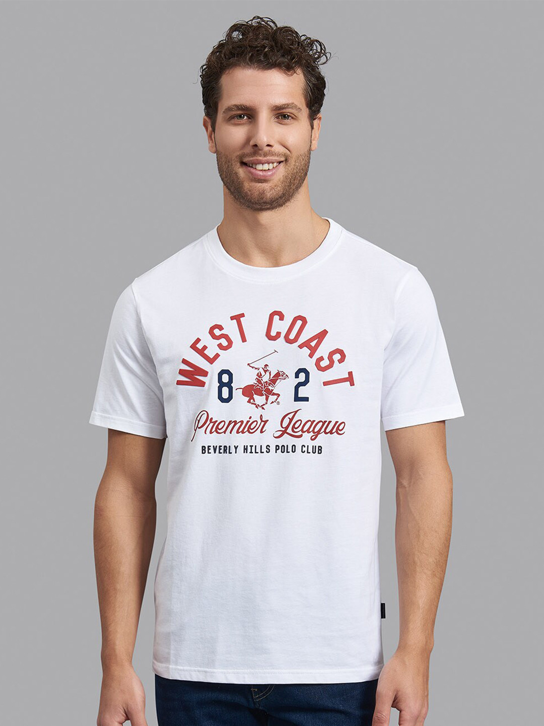 

Beverly Hills Polo Club Men White Typography Printed Cotton T-shirt