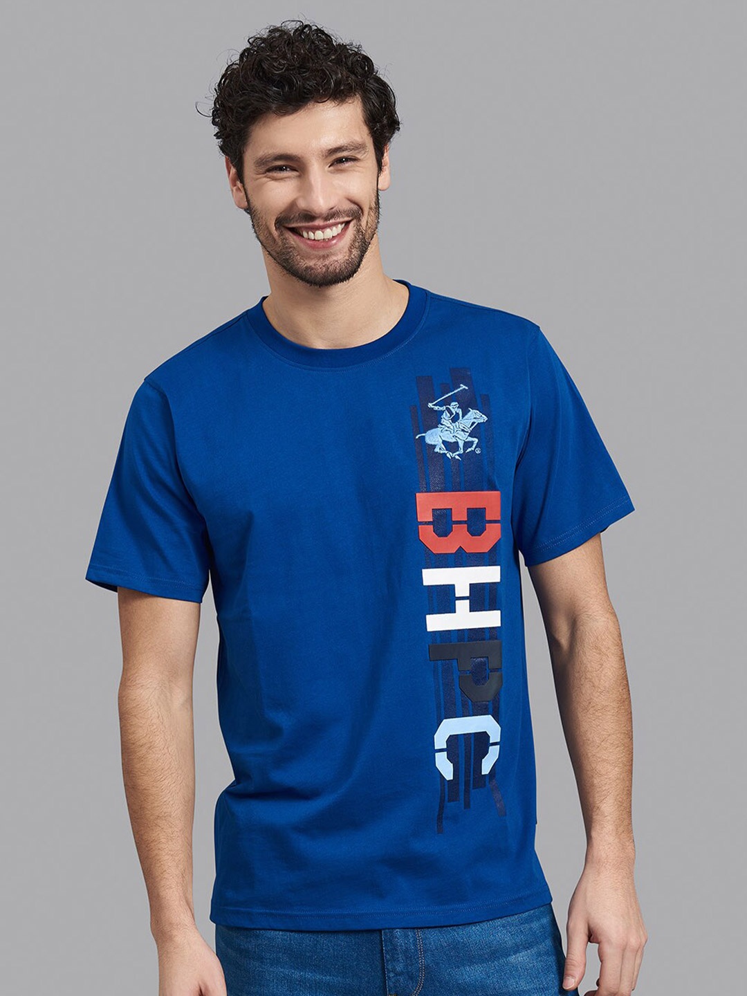 

Beverly Hills Polo Club Men Blue Typography Printed Cotton T-shirt