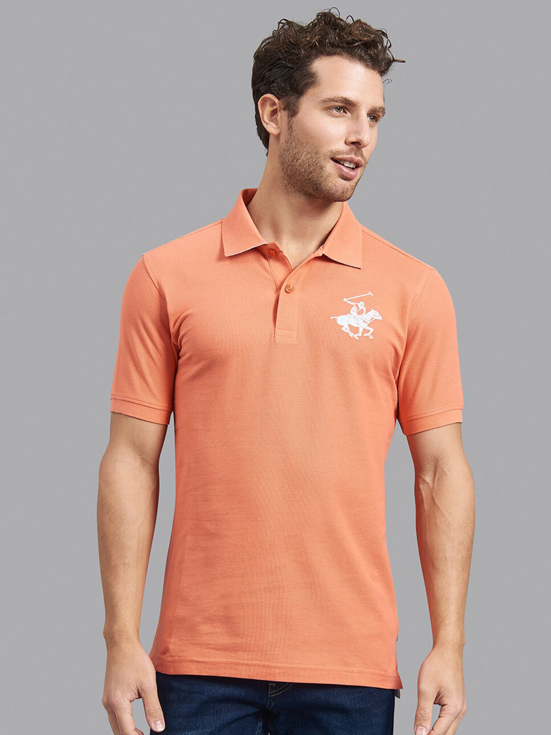 

Beverly Hills Polo Club Men Coral Polo Collar Applique T-shirt