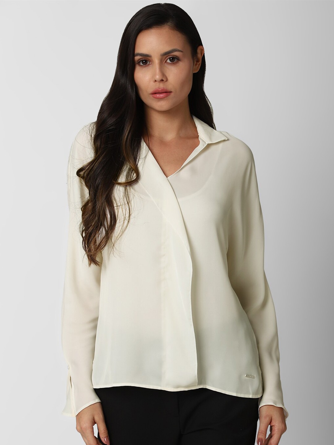 

Van Heusen Woman Cream-Coloured Shirt Style Top