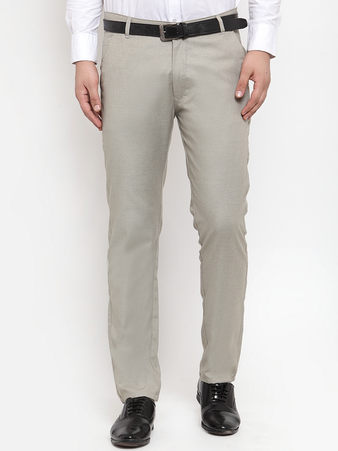 

JAINISH Men Grey Smart Slim Fit Easy Wash Pure Cotton Trousers