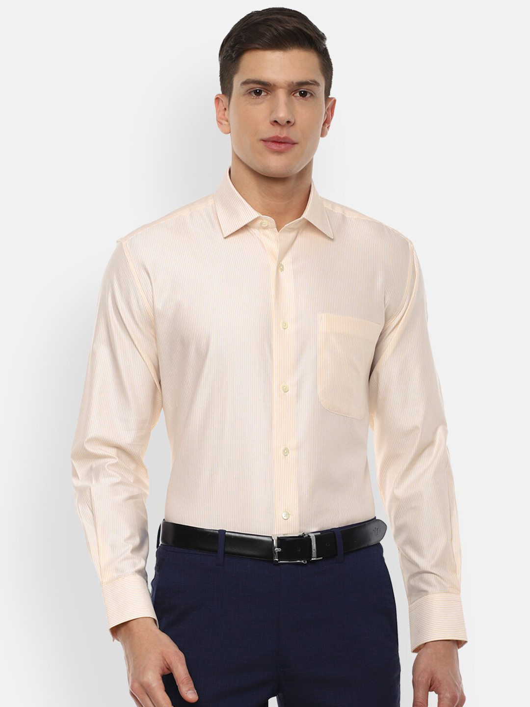 

Luxure by Louis Philippe Men Cream Solid Cotton Formal Shirt