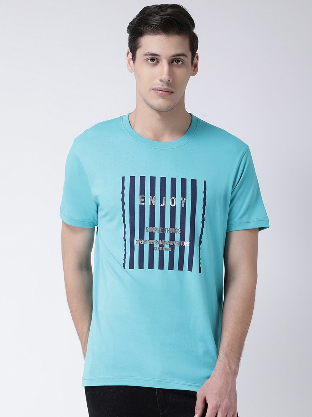 

Club York Men Sea Green Typography Printed Cotton T-shirt