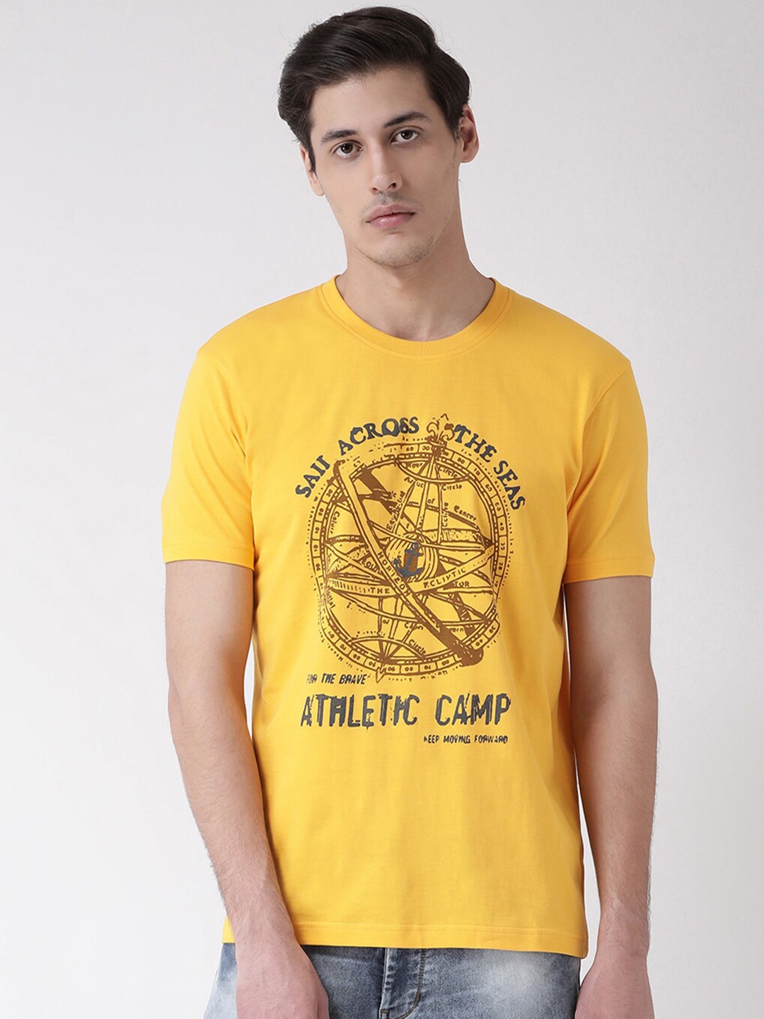 

Club York Men Yellow Typography Printed T-shirt