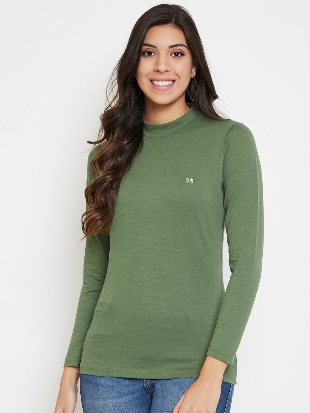 

Okane Women Olive Green Solid T-shirt