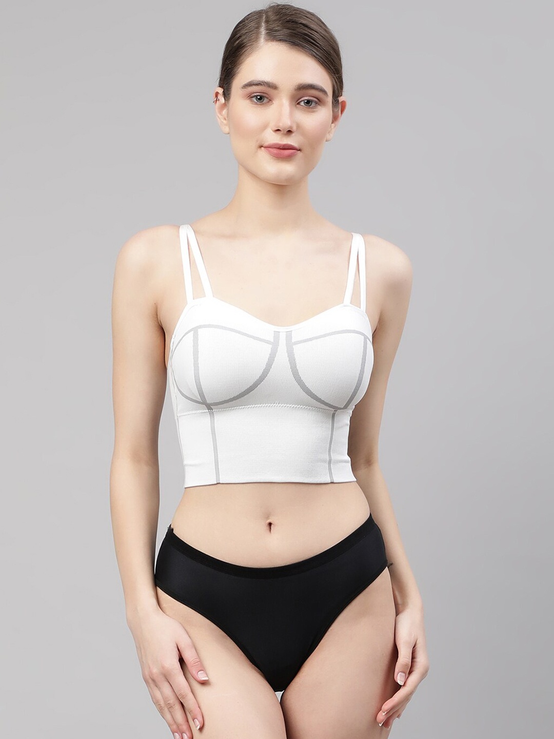 

PrettyCat White & Black Padded Bralette & Brief Set