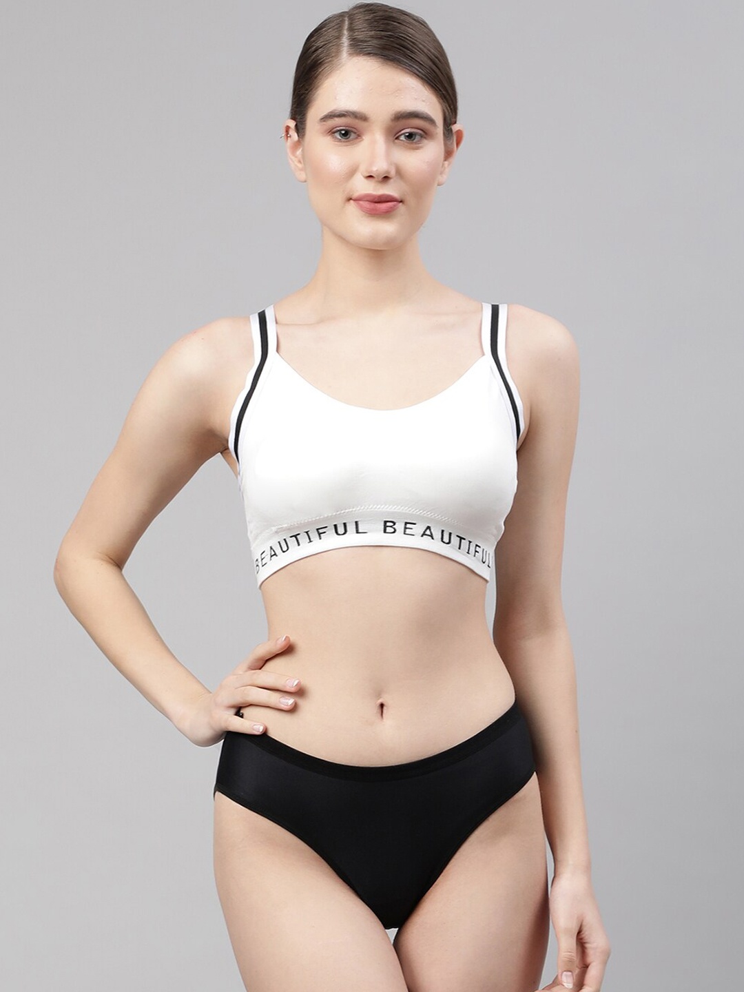 

PrettyCat Women White & Black Solid Lingerie Set