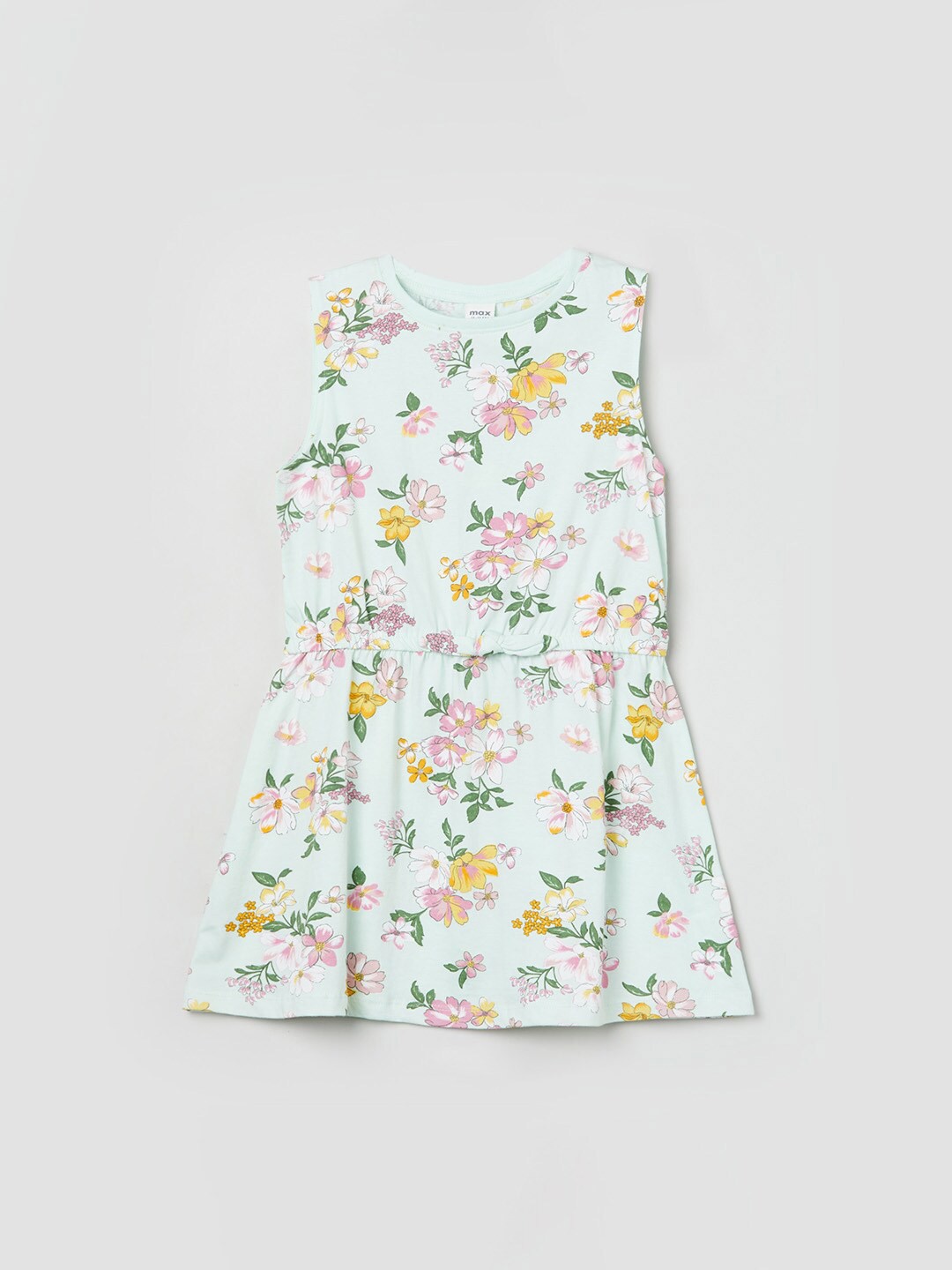 

max Girls Green & Pink Floral Printed Tunic