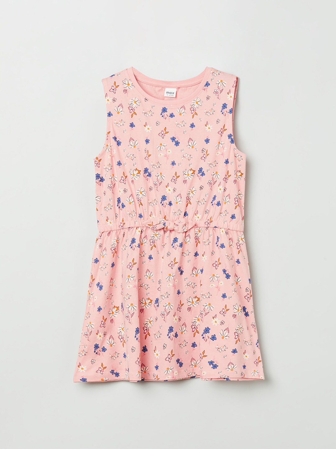 

max Pink & Orange Floral Cotton A-Line Dress