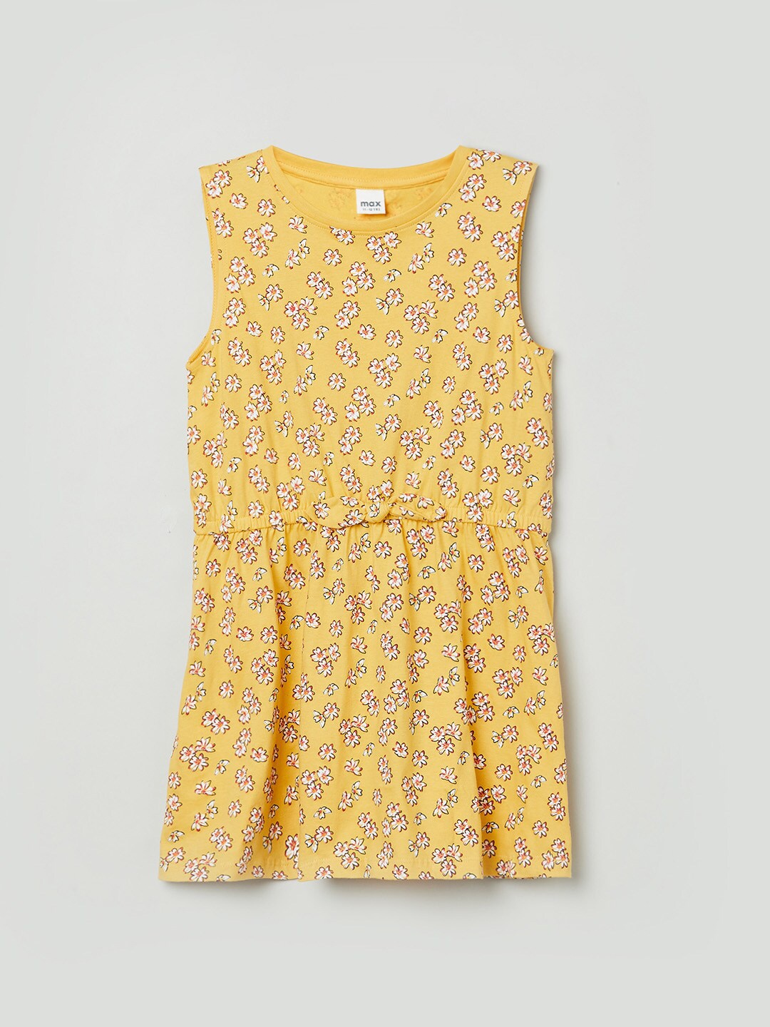 

max Girls Yellow & White Floral Printed Pure Cotton Tunic
