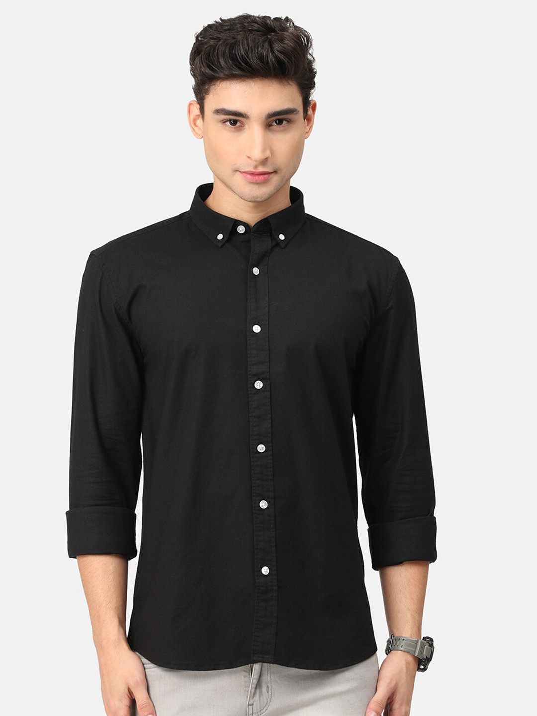 

Snitch Men Black Slim Fit Casual Shirt