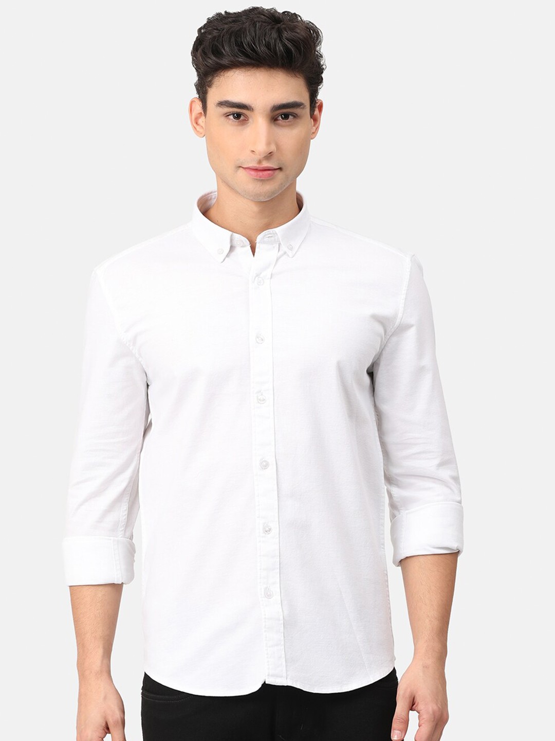 

Snitch Men White Slim Fit Cotton Casual Shirt