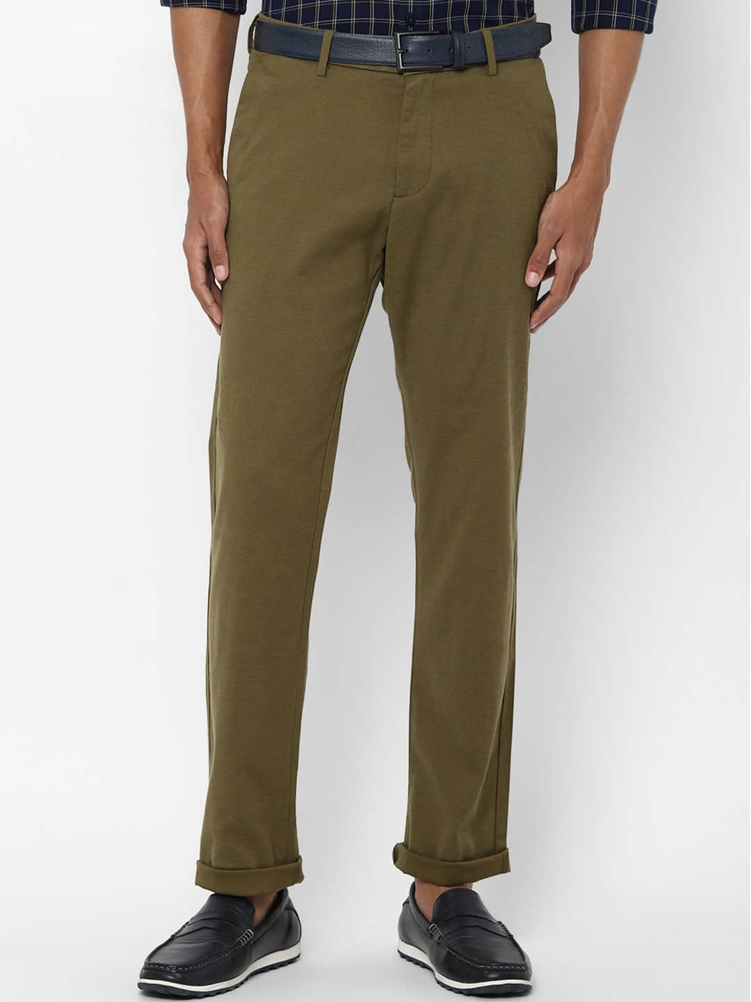 

Allen Solly Men Olive Green Regular Fit Cotton Trousers