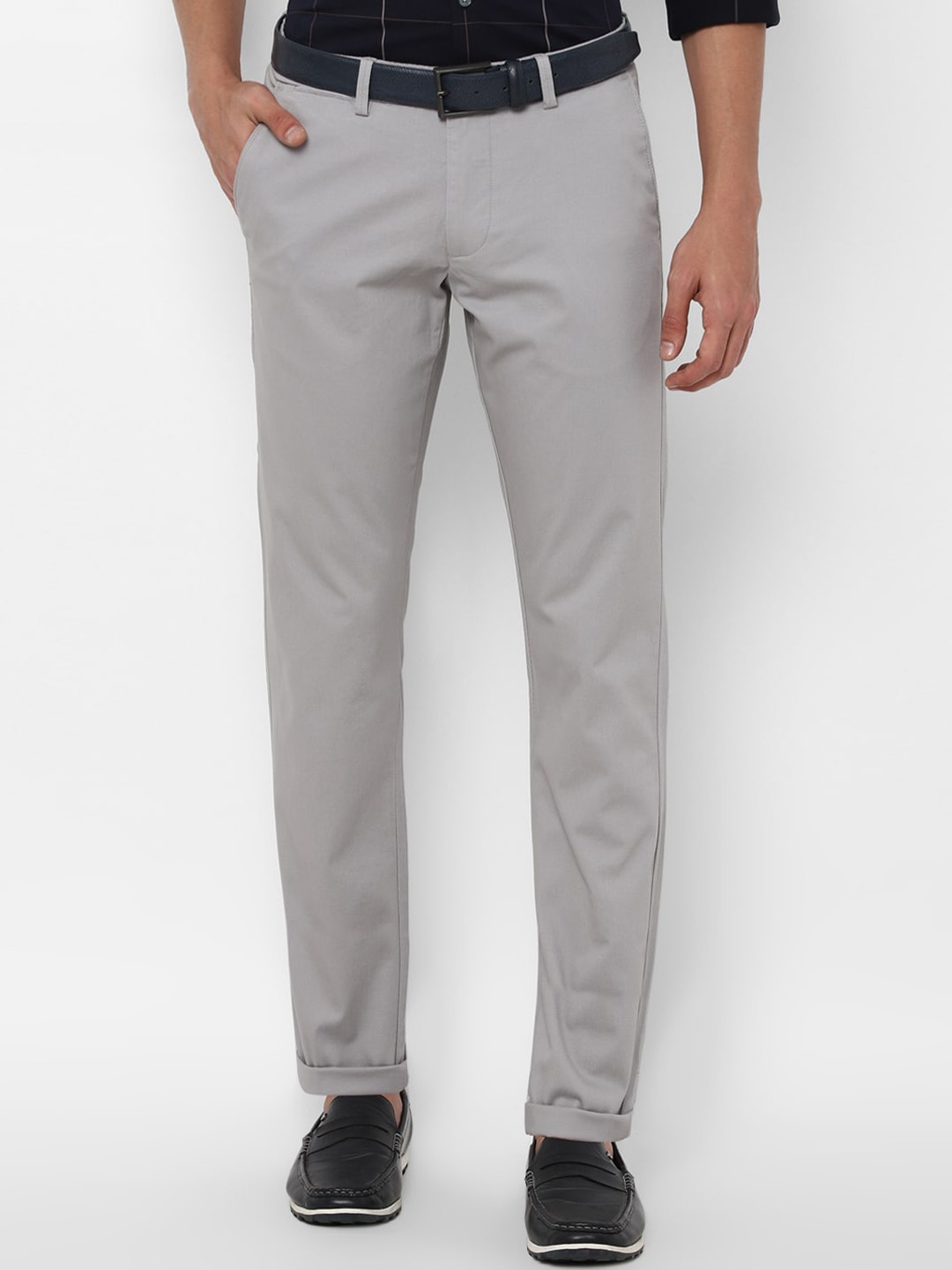 

Allen Solly Men Grey Slim Fit Cotton Chinos Trousers