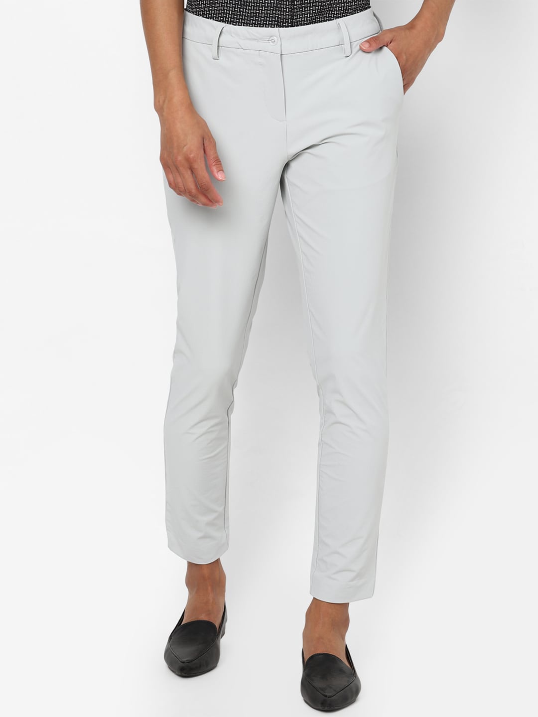 

Allen Solly Woman Women Grey Solid Regular Trousers
