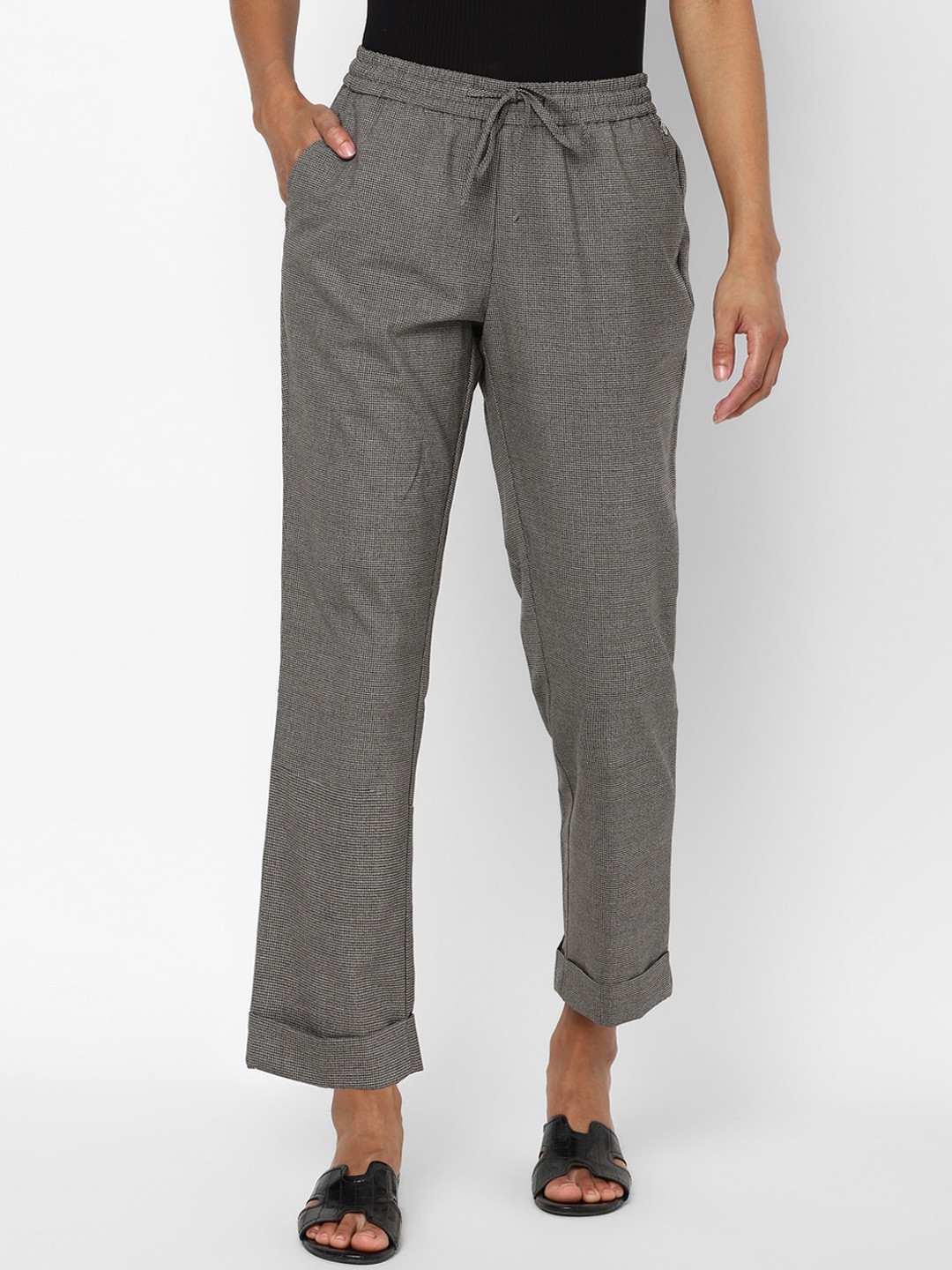 

Allen Solly Woman Grey Parallel Trousers