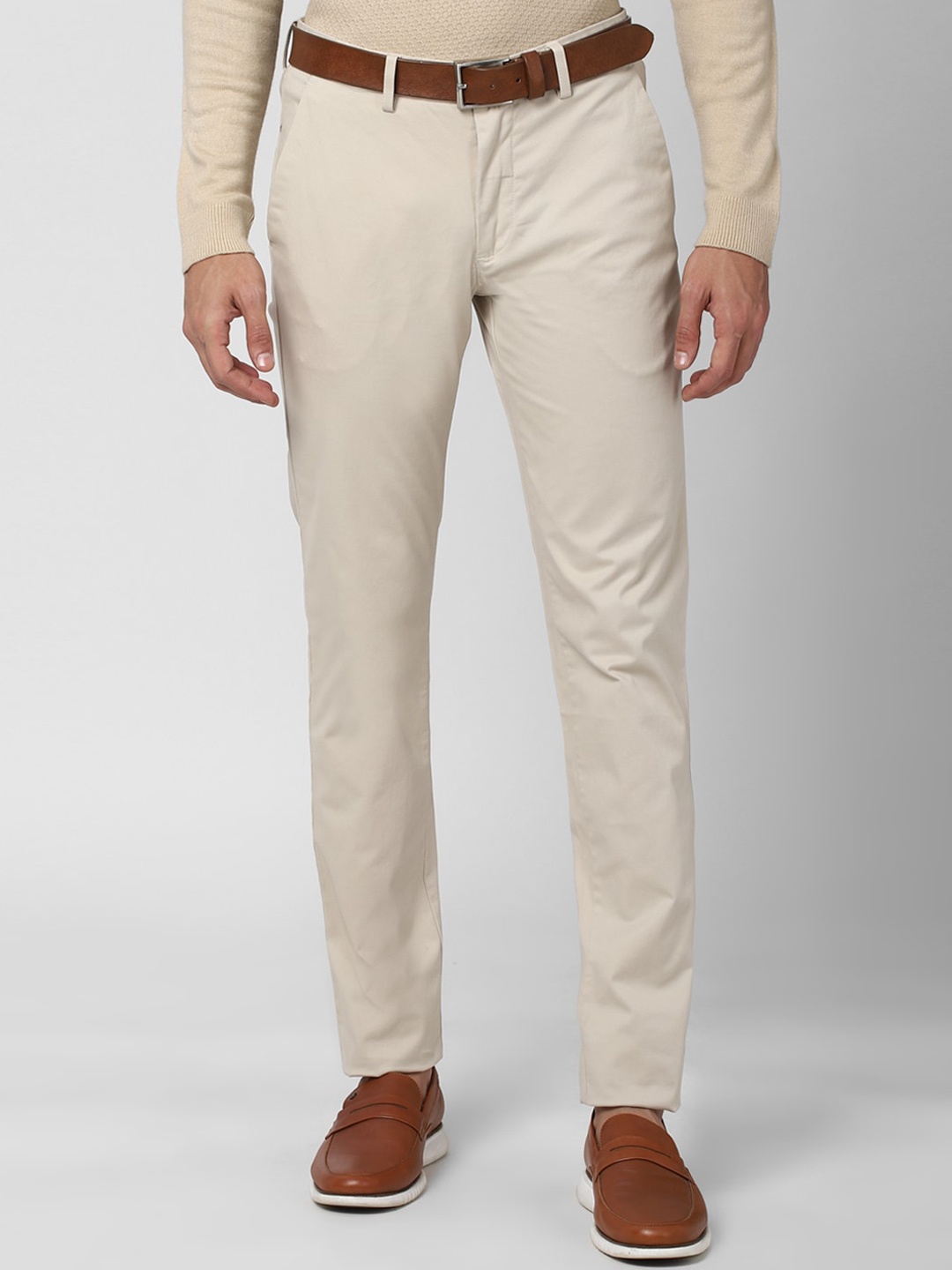 

Peter England Casuals Men Beige Slim Fit Trousers