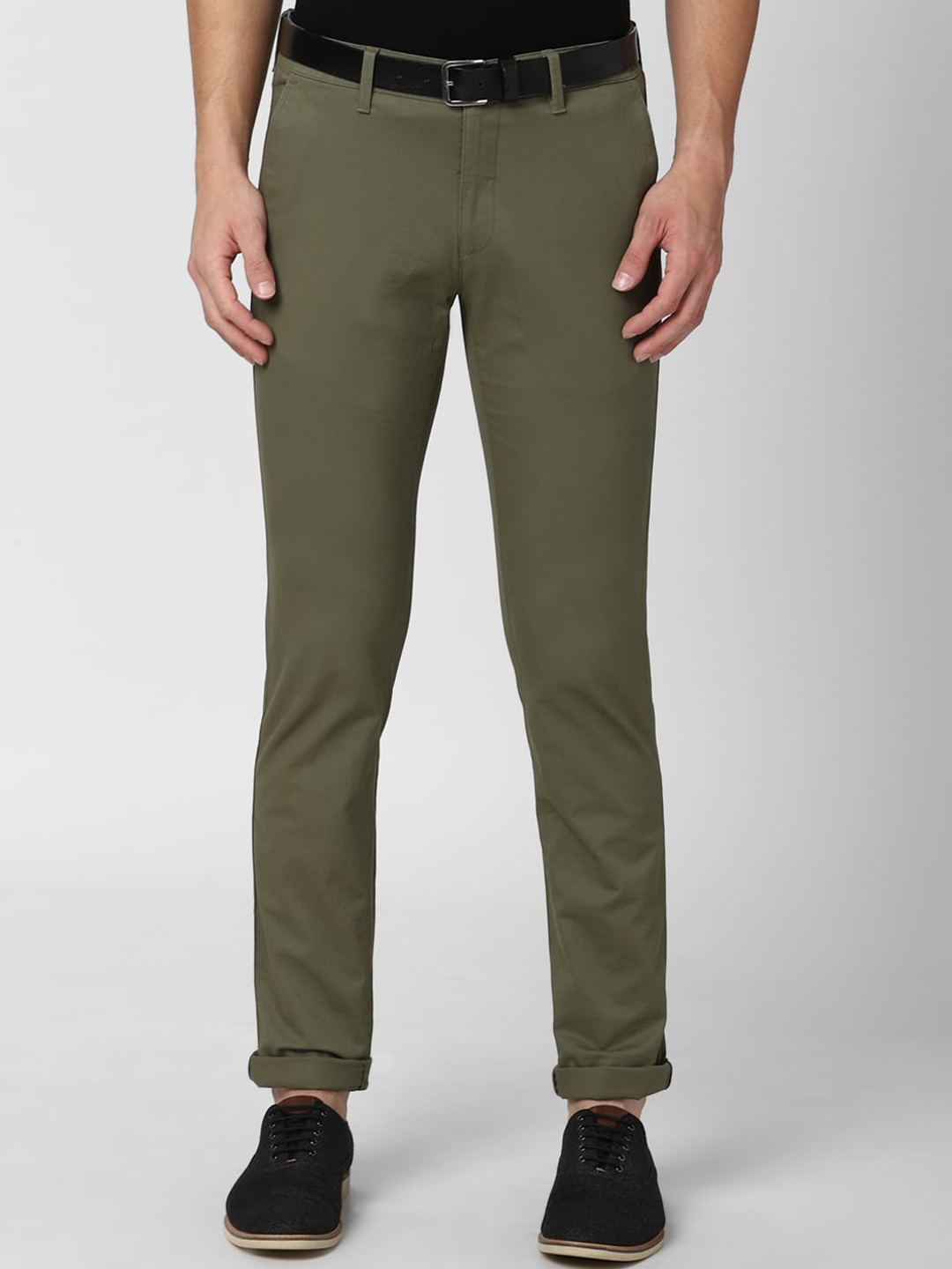 

Van Heusen Sport Men Olive Green Solid Slim Fit Cotton Trousers