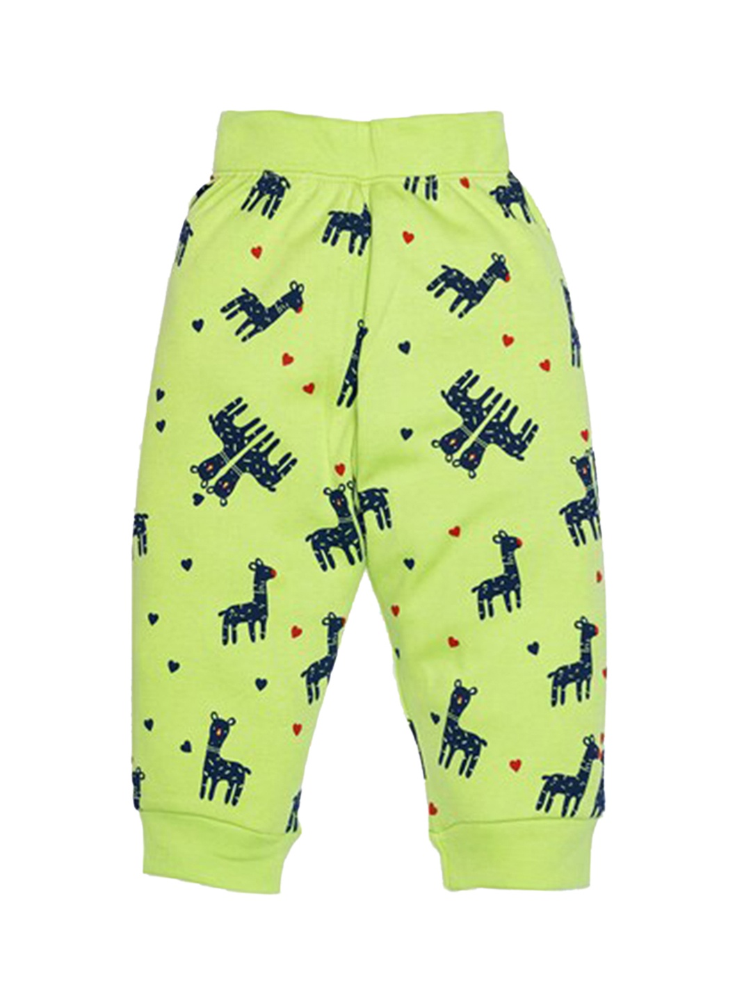 

Benny n Bunny Boys Lime Green & Navy Blue Printed Pure Cotton Joggers