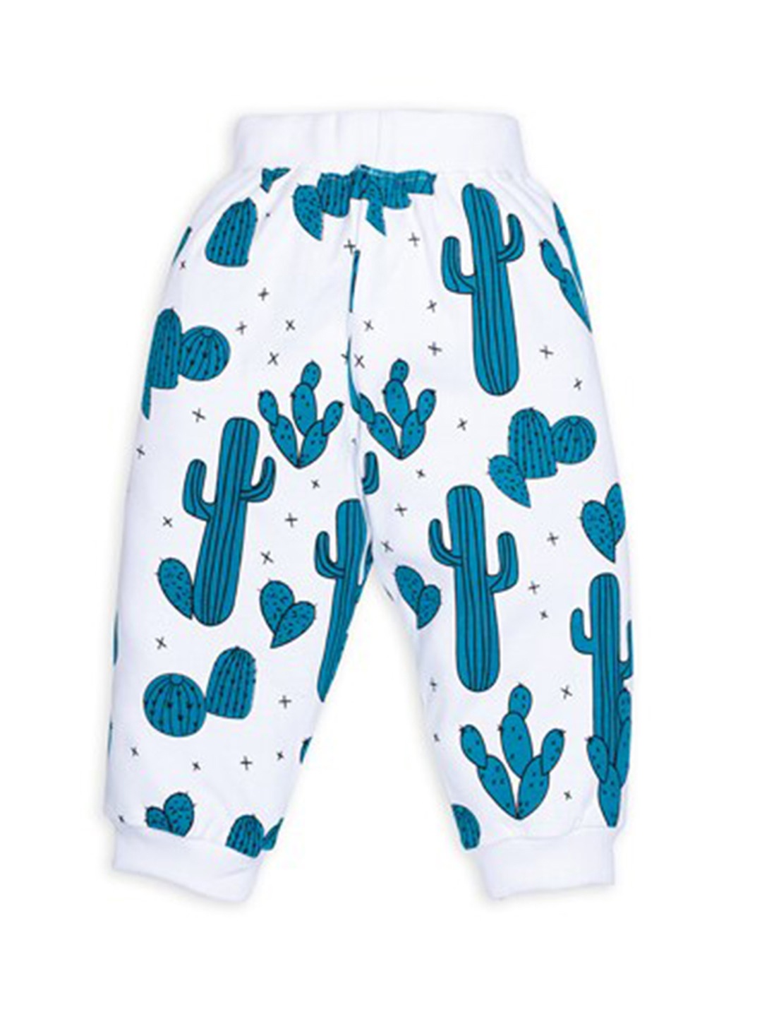 

Benny n Bunny Boys White & Teal Printed Pure Cotton Joggers