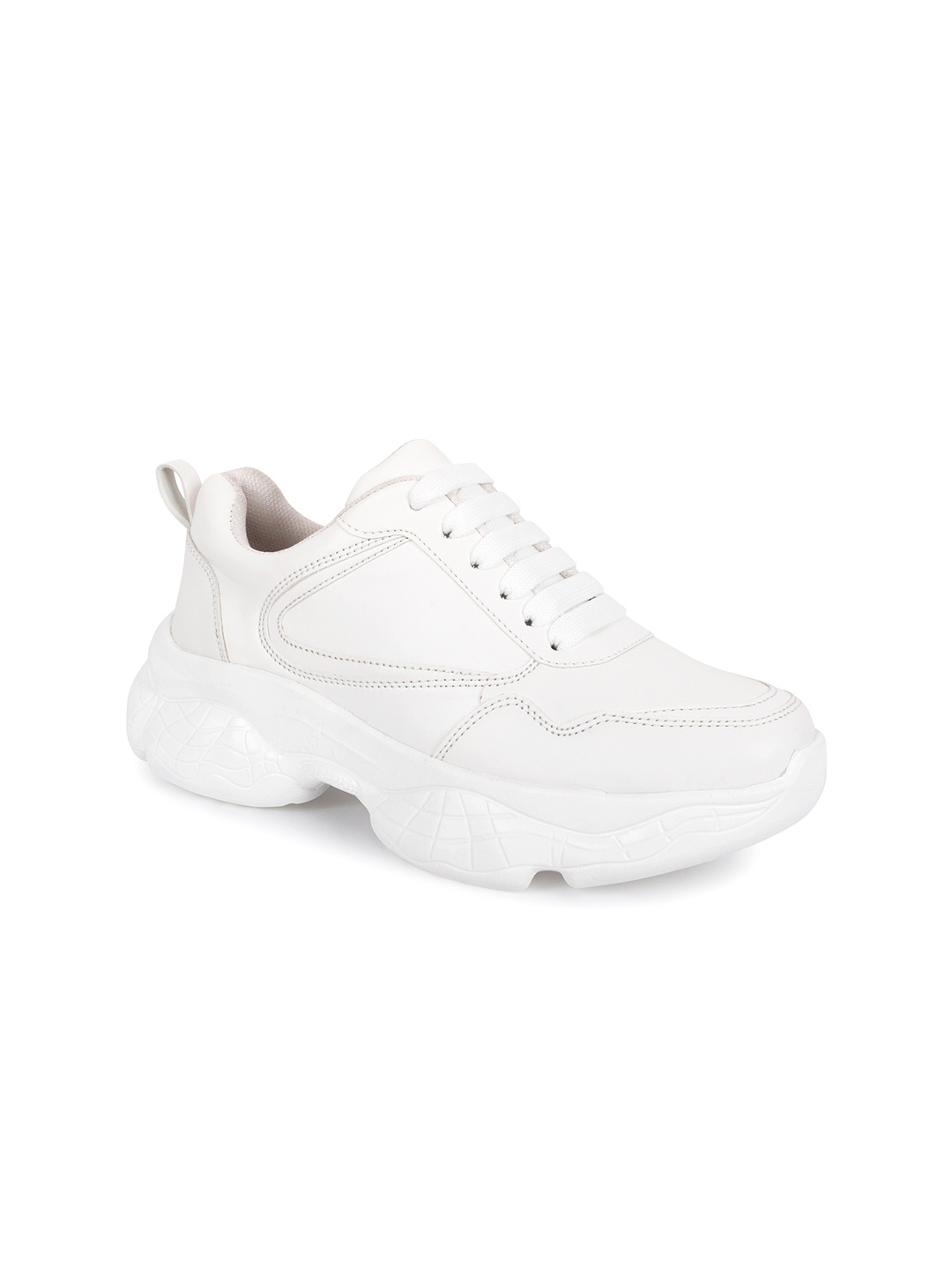 

VENDOZ Women White Textured Sneakers