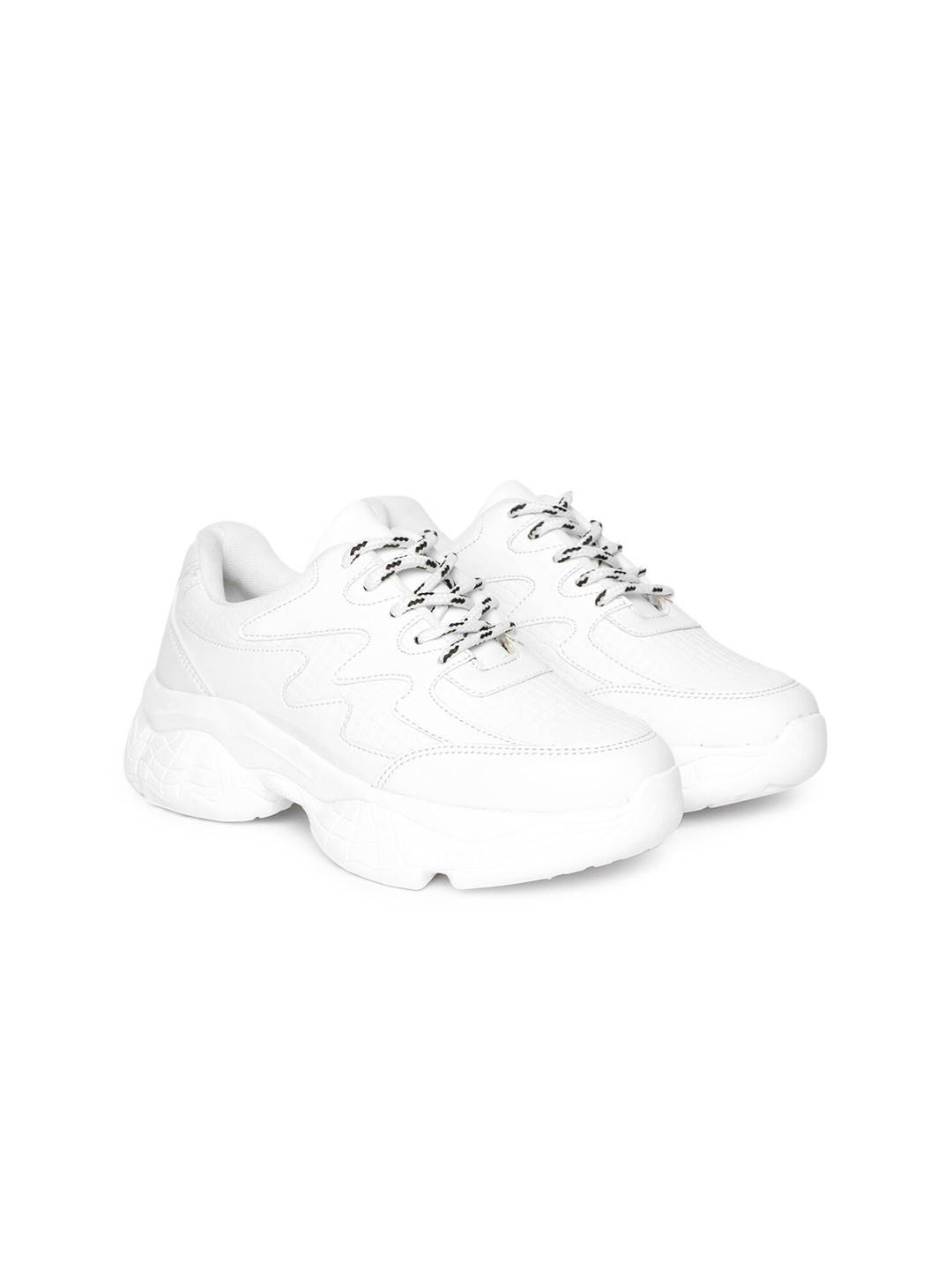 

VENDOZ Women White Textured Sneakers