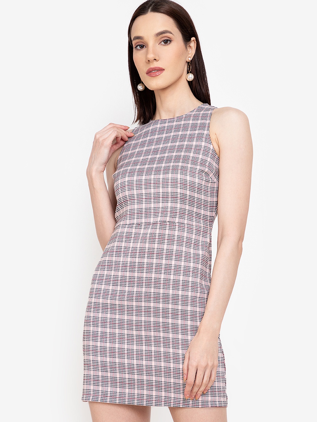 

ZALORA WORK Multicoloured Checked Sheath Mini Dress, Multi