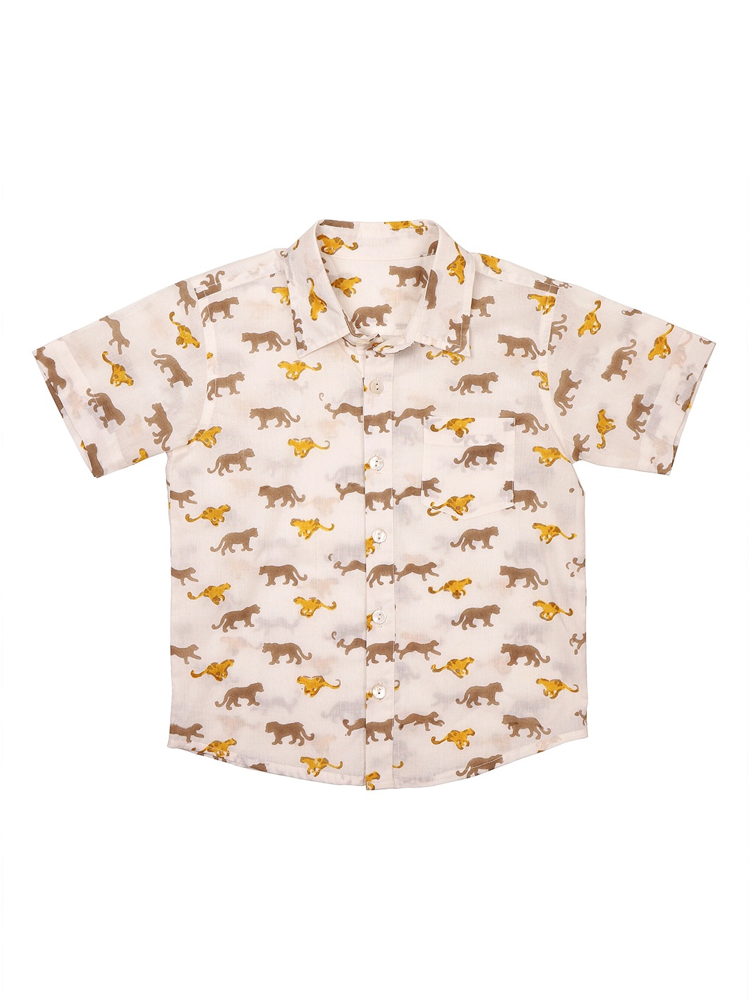 

My Little Lambs Boys Beige Comfort Printed Casual Shirt