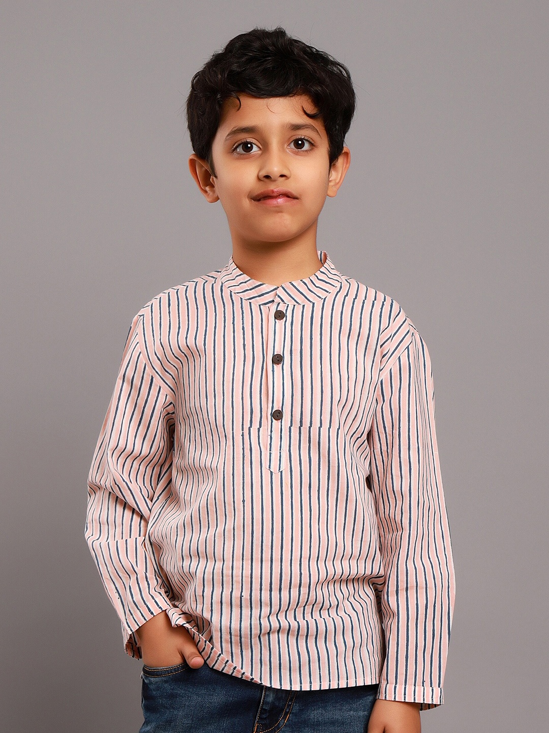 

My Little Lambs Boys Pink Comfort Striped Casual Shirt