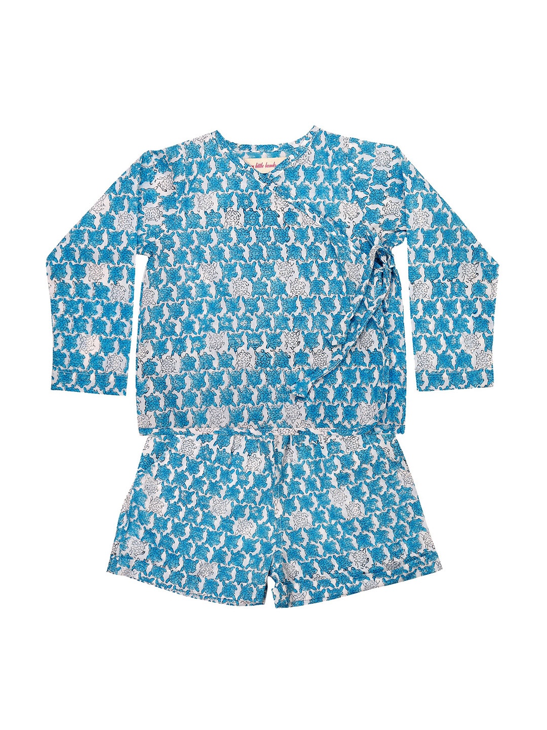 

My Little Lambs Kids Blue & White Printed Top with Shorts