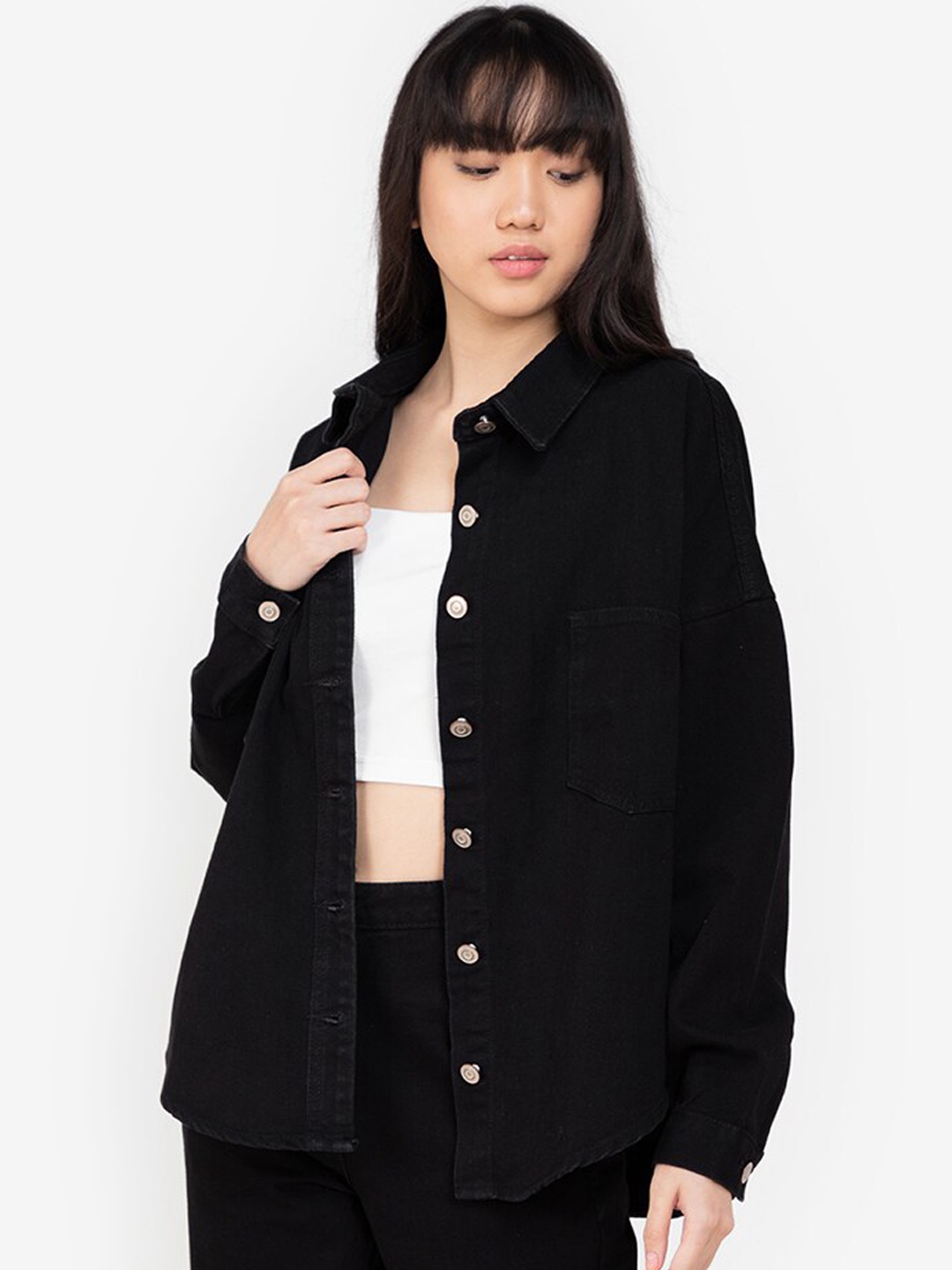 

ZALORA BASICS Women Black Windcheater Denim Jacket