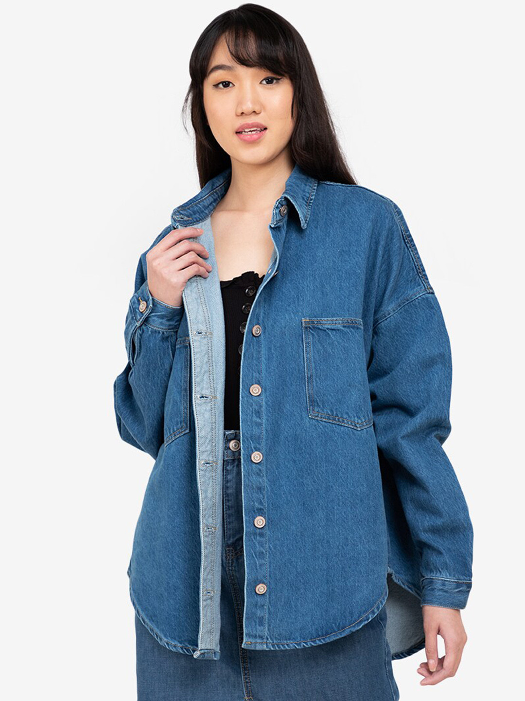 

ZALORA BASICS Women Blue Oversized Windcheater Denim Jacket