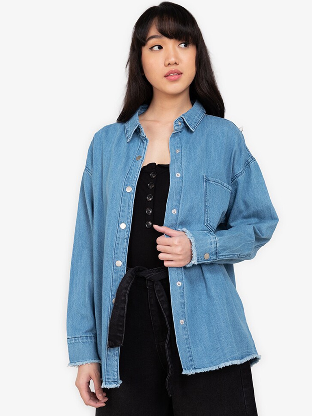 

ZALORA BASICS Women Blue Windcheater Denim Jacket