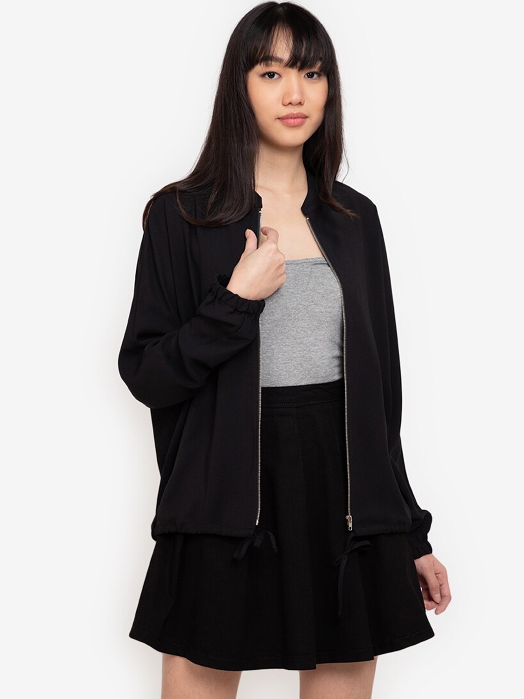 

ZALORA BASICS Women Black Lightweight Bomber Jacket