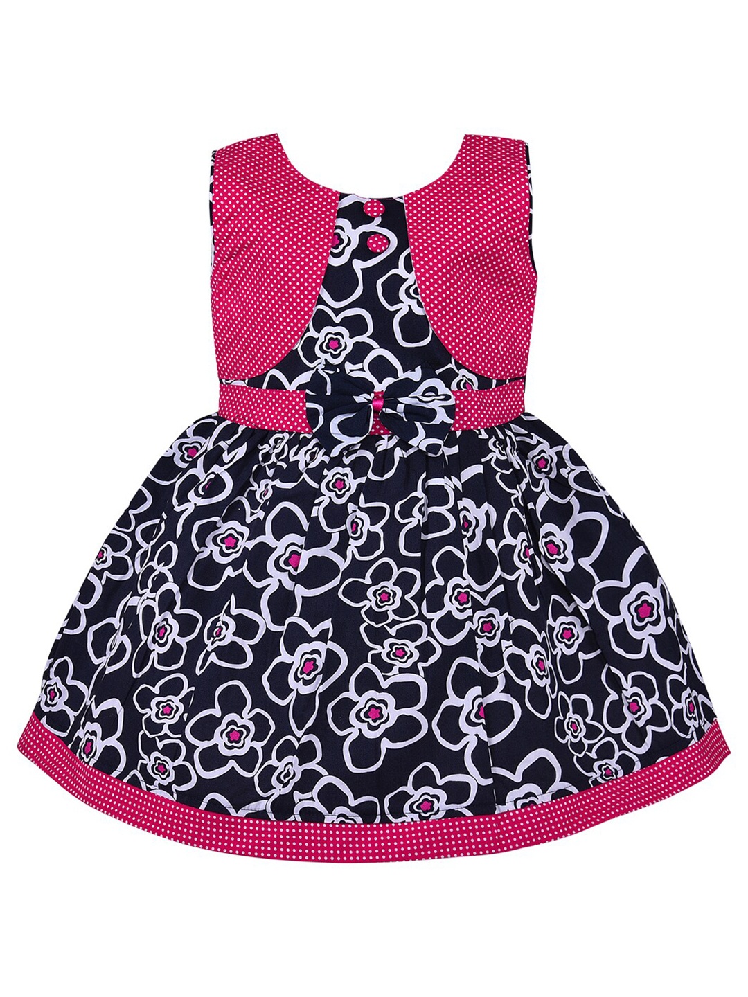 

Wish Karo Girls Navy Blue & Pink Floral Printed Dress