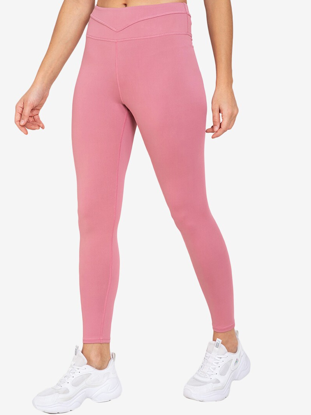 

ZALORA ACTIVE Women Pink Solid High Rise Panelled Waistband Leggings