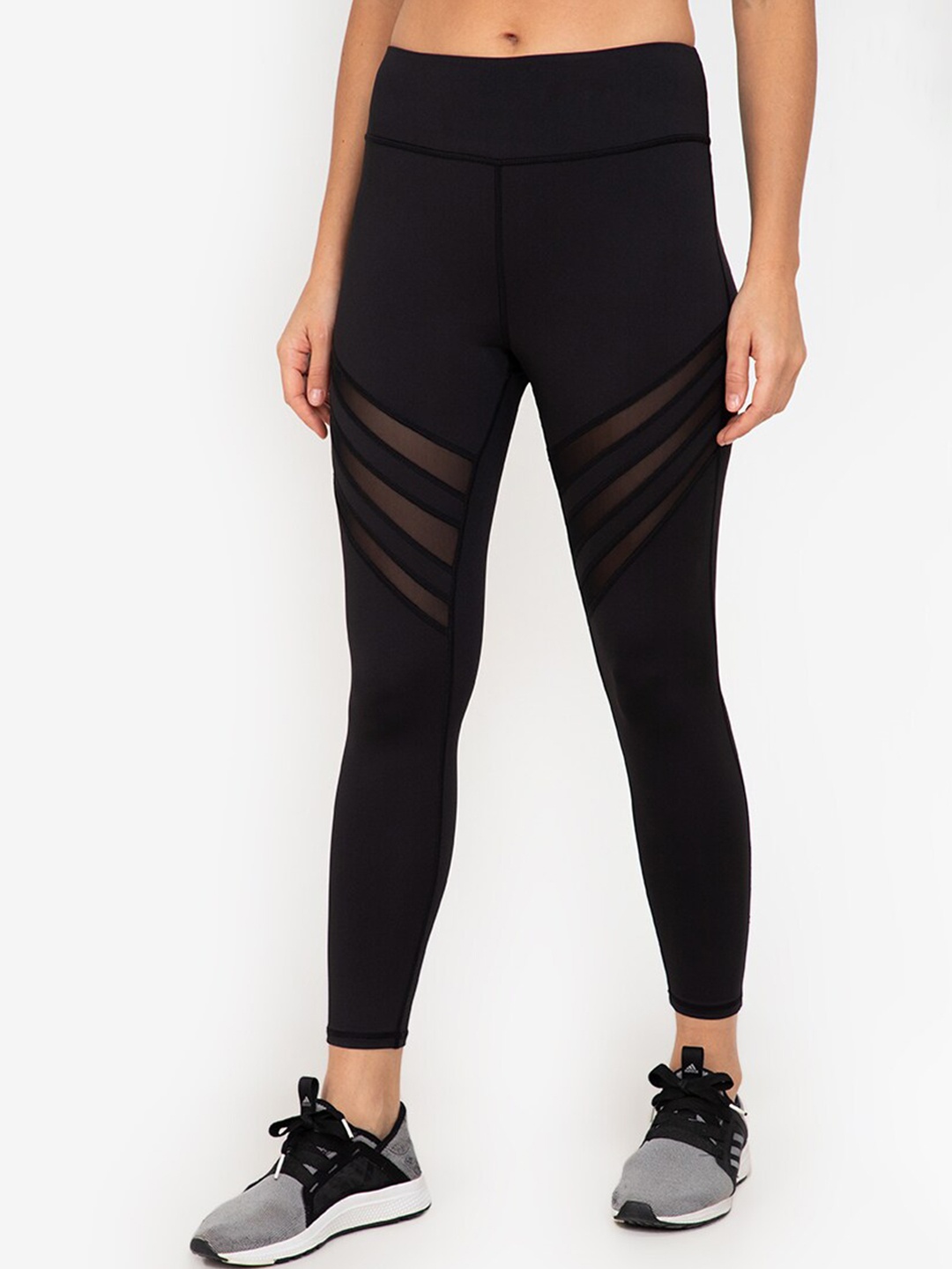 

ZALORA ACTIVE Women Black Solid High Rise Mesh Panel Tights