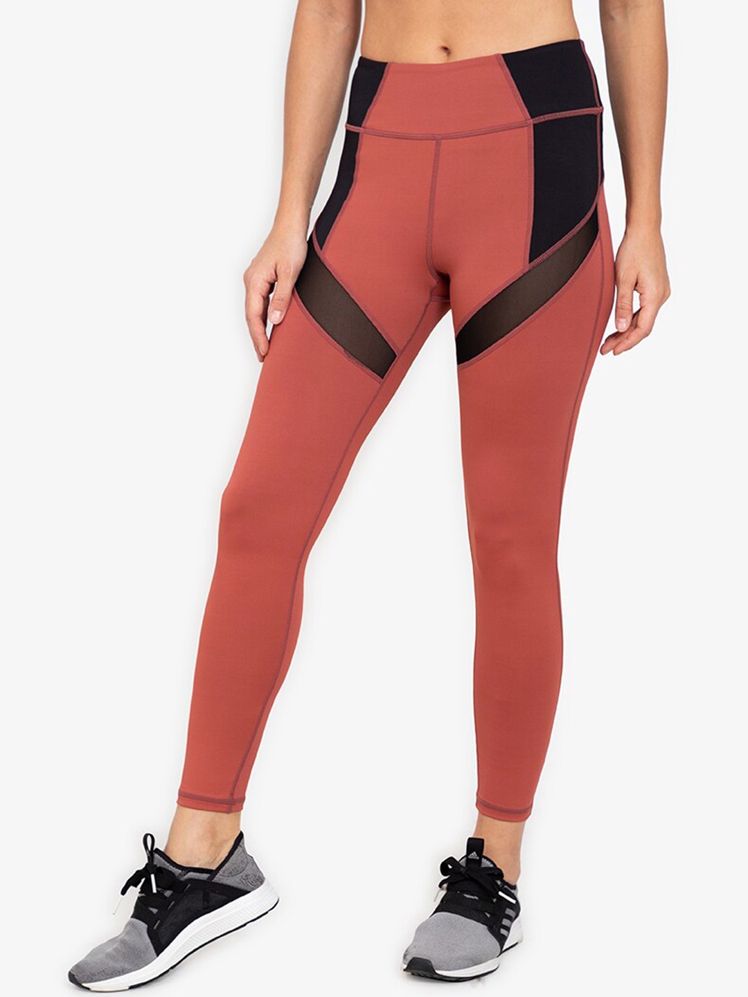 

ZALORA ACTIVE Brown & Black Colourblocked Ankle Length Leggings