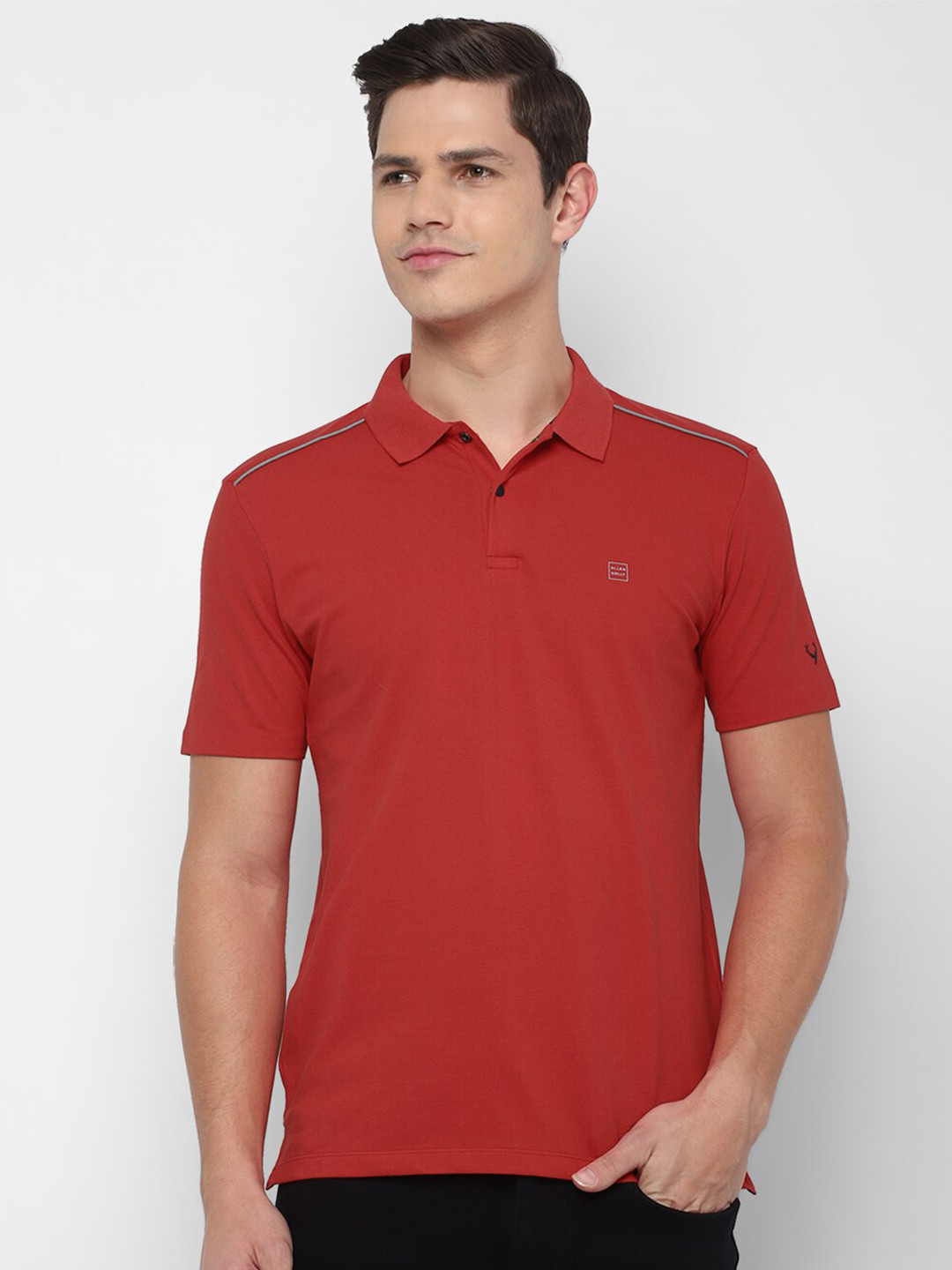 

Allen Solly Men Red Polo Collar Pure Cotton T-shirt