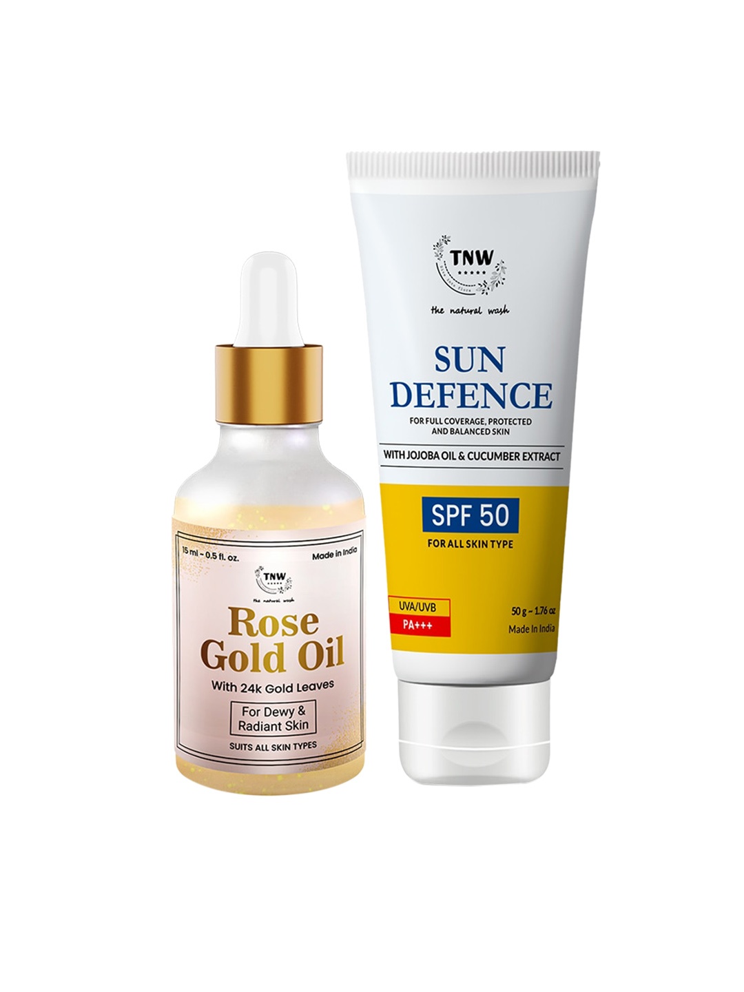 

TNW the natural wash Set of Rose Gold Oil 15 ml & Sun Defence Cream 50 g, Off white