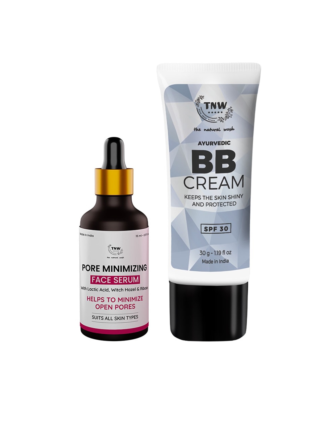 

TNW the natural wash Set Of 2 BB Cream 30 gm & Pore Minimizing Face Serum 15ml, Off white