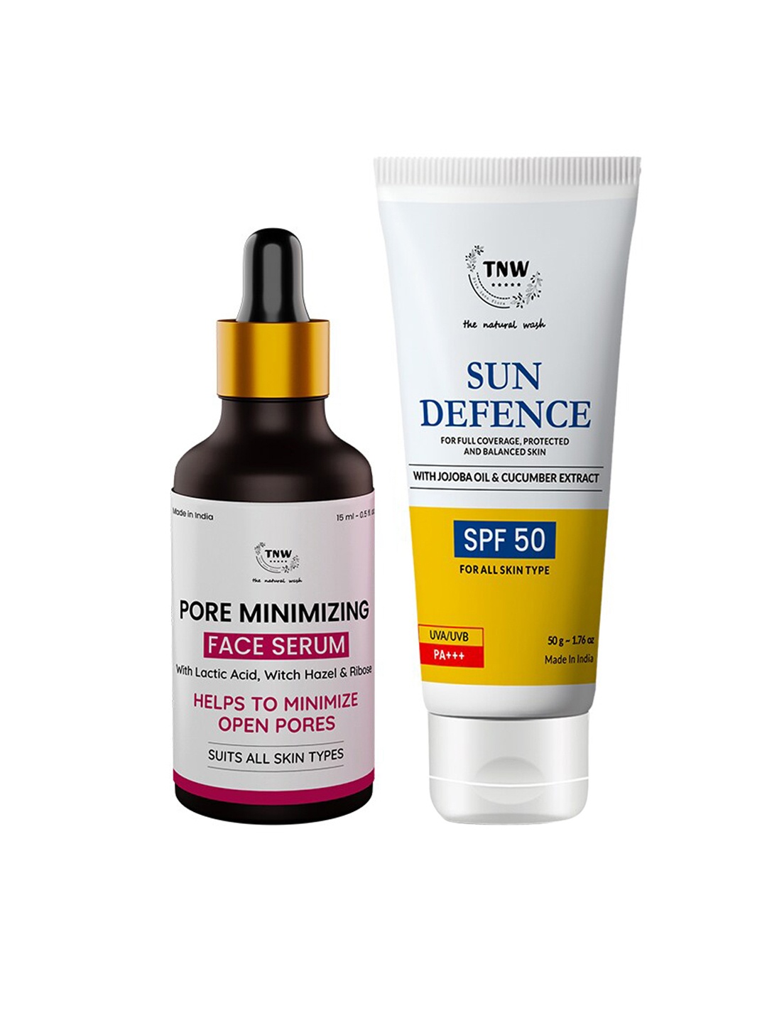 

TNW the natural wash Set of Pore Minimizing Face Serum & Sun Defence Cream, Off white