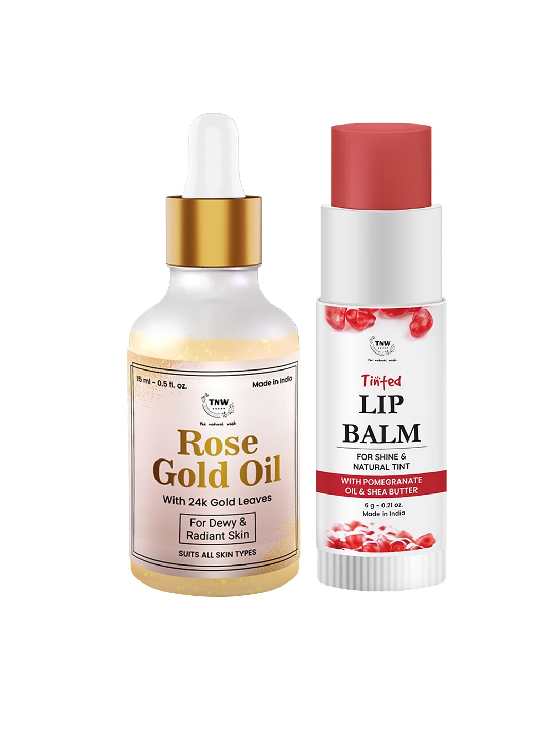 

TNW the natural wash Set of Rose Gold Oil & Tinted Lip Balm, Off white