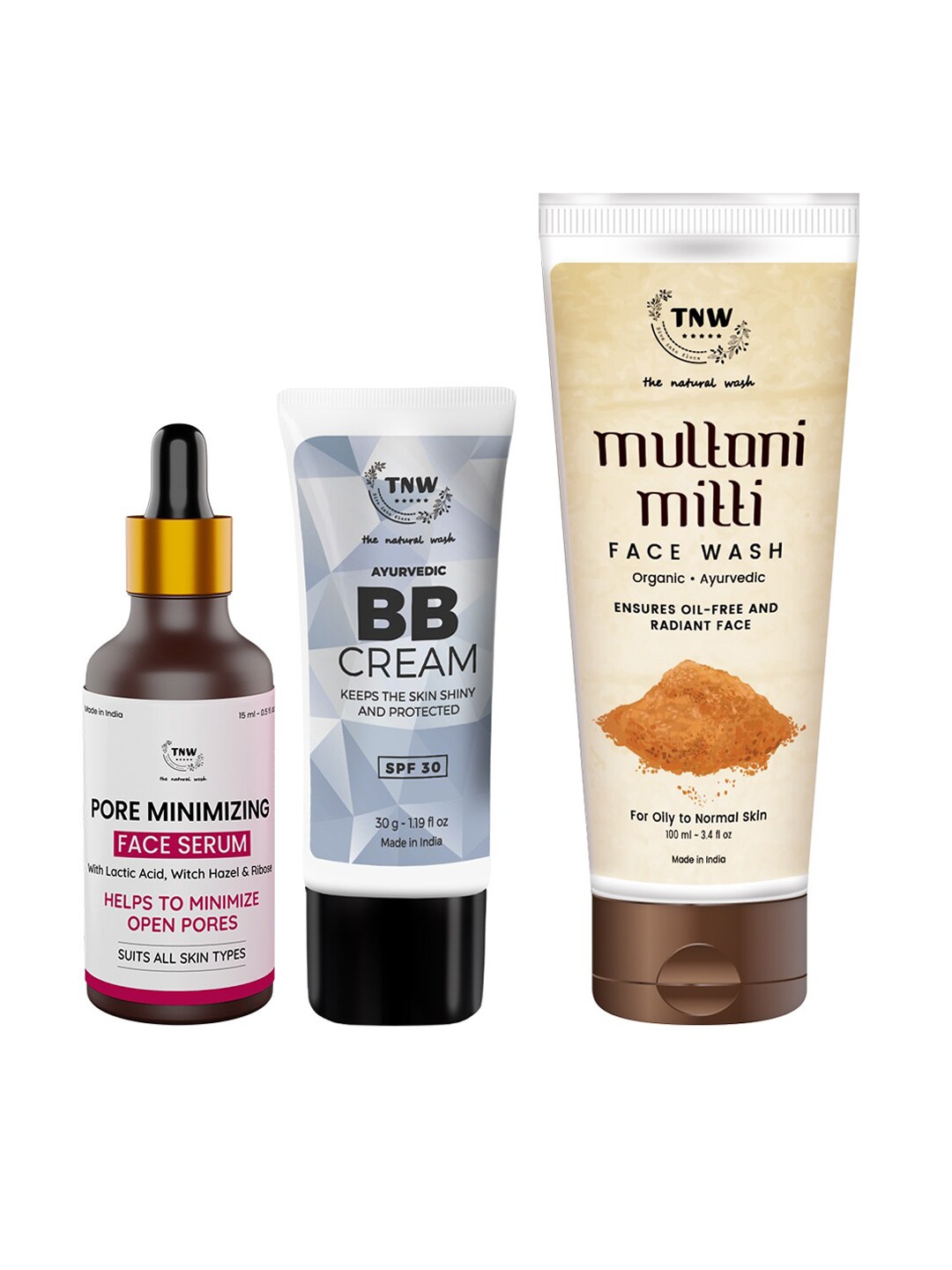 

TNW the natural wash Set of BB Cream - Multani Mitti Face Wash & Face Serum, Off white