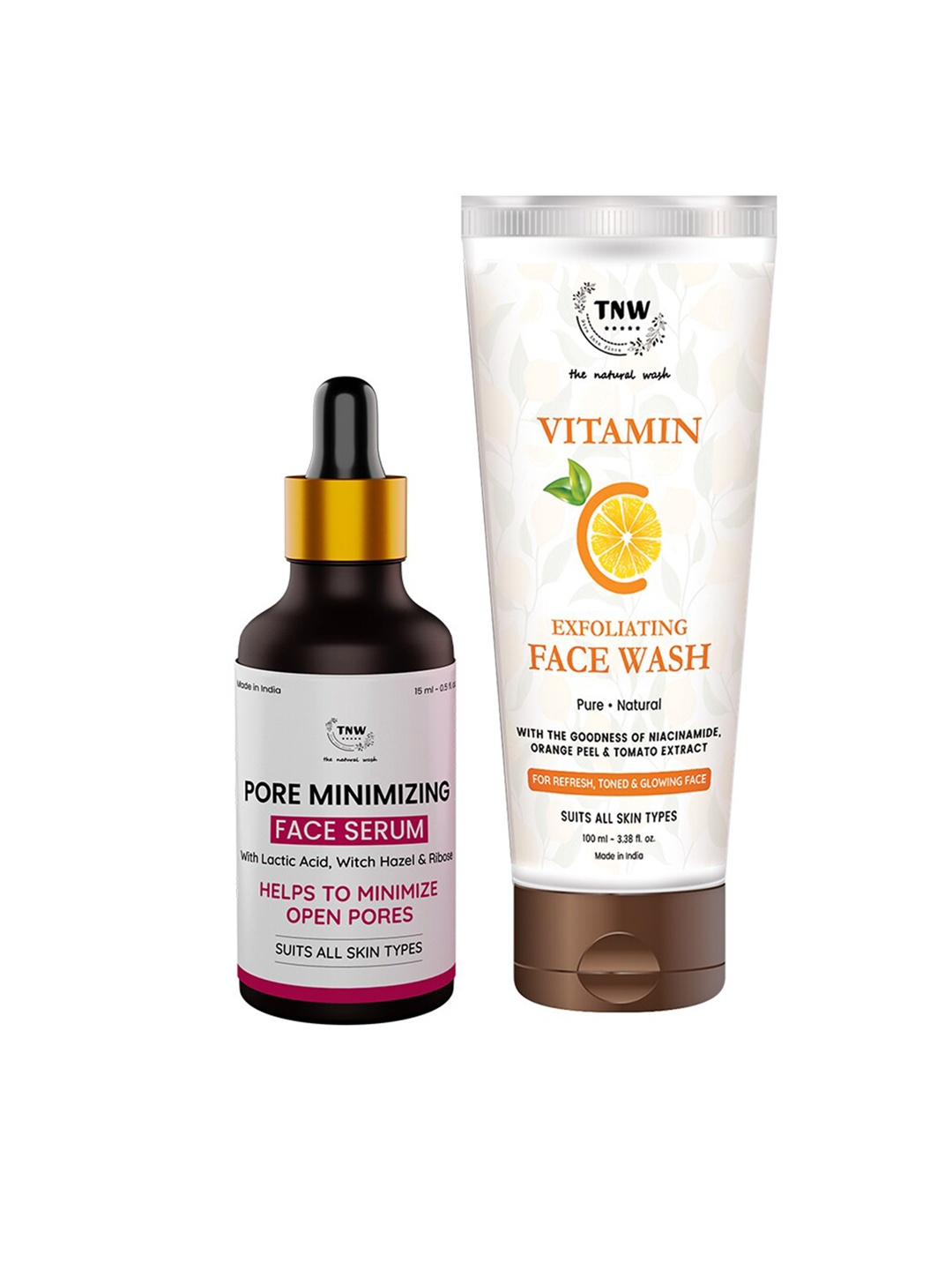 

TNW the natural wash Set of Vitamin C Face Wash 100ml & Pore Minimizing Face Serum 15ml, Off white